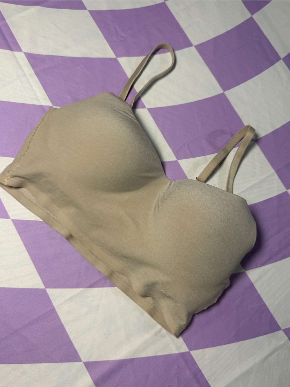 PINK Victoria’s Secret Wireless Lightly Lined Bandeau Bra Nude Taupe Size Small